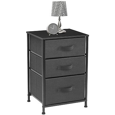 Sorbus Nightstand With 3 Drawers - With Steel Frame, Wood Top, Fabric Bin