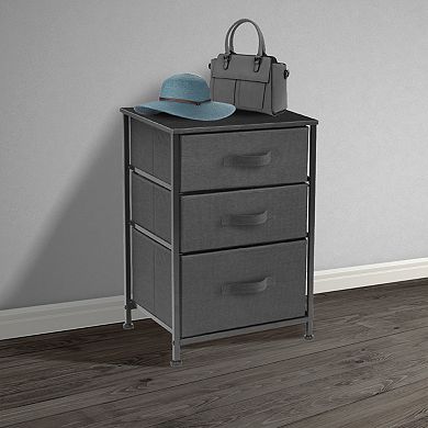 Sorbus Nightstand With 3 Drawers - With Steel Frame, Wood Top, Fabric Bin