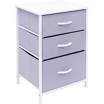 Sorbus Nightstand With 3 Drawers - With Steel Frame, Wood Top, Fabric Bin