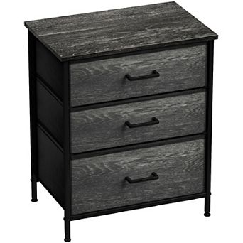 Sorbus Nightstand With 3 Drawers - With Steel Frame, Wood Top, Fabric Bin