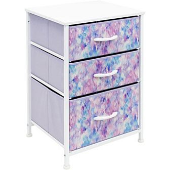 Sorbus Nightstand With 3 Drawers - With Steel Frame, Wood Top, Fabric Bin