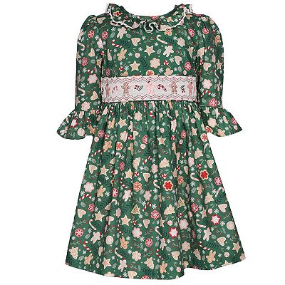 Toddler Girl Bonnie Jean Gingerbread Smocked Dress