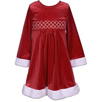 Toddler Girl Bonnie Jean Smocked Santa Dress