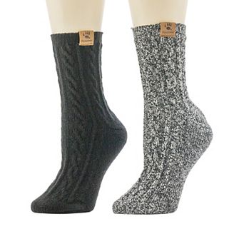 Women's Bearpaw 2 pk Cable Textured Anklet Socks