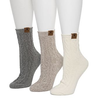 Women's Bearpaw 2 pk Cable Textured Anklet Socks