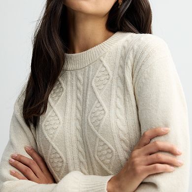 Women's Farmers Market Cable Fringe Hem Sweater