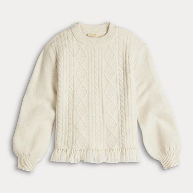 Women's Farmers Market Cable Fringe Hem Sweater