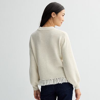 Women's Farmers Market Cable Fringe Hem Sweater