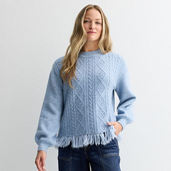 Women's Farmers Market Cable Fringe Hem Sweater
