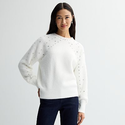 Women s Farmers Market Embellished Eyelash Sweater
