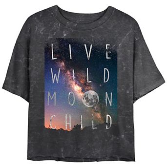 Juniors' Live Wild Moon Child Cropped Graphic Tee