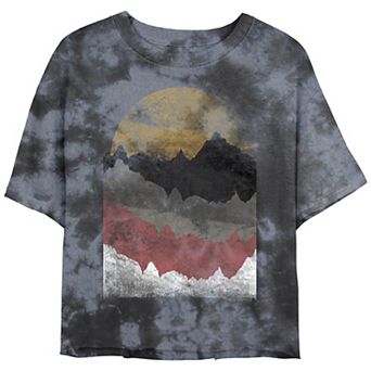 Juniors' Vintage Sunset Cropped Graphic Tee
