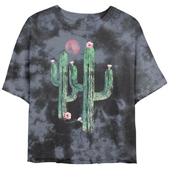 Juniors' Cactus Life Cropped Graphic Tee