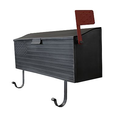 Silver Patriotic Metal Wall Mounted Mailbox With Outgoing Mail Flag And Newspaper Hangers