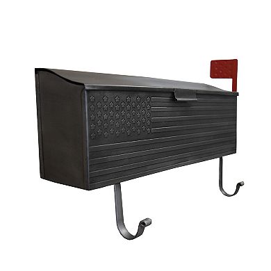 Silver Patriotic Metal Wall Mounted Mailbox With Outgoing Mail Flag And Newspaper Hangers