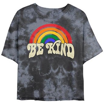 Juniors' Be Kind Rainbow Cropped Graphic Tee