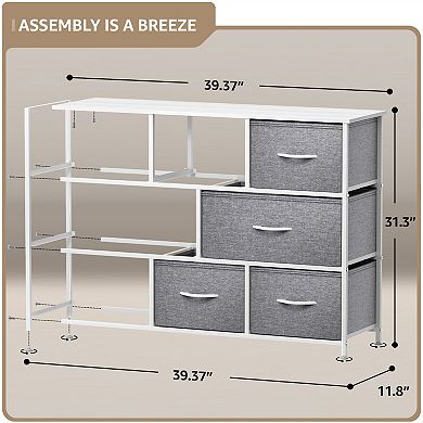 Sorbus 8 Drawers Wide Dresser - Organizer Unit With Steel Frame Wood Top And Handle, Fabric Bins