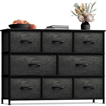 Sorbus 8 Drawers Wide Dresser - Organizer Unit With Steel Frame Wood Top And Handle, Fabric Bins