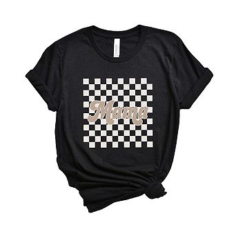 Retro Checkered Mama Short Sleeve Graphic Tee