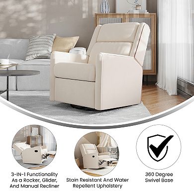 Merrick Lane Manual Rocking Recliner Chair With 360° Swivel And Gliding Motion