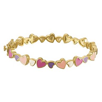 Junior Jewels Kids' 14k Gold Plated Enamel Heart Bangle Bracelet