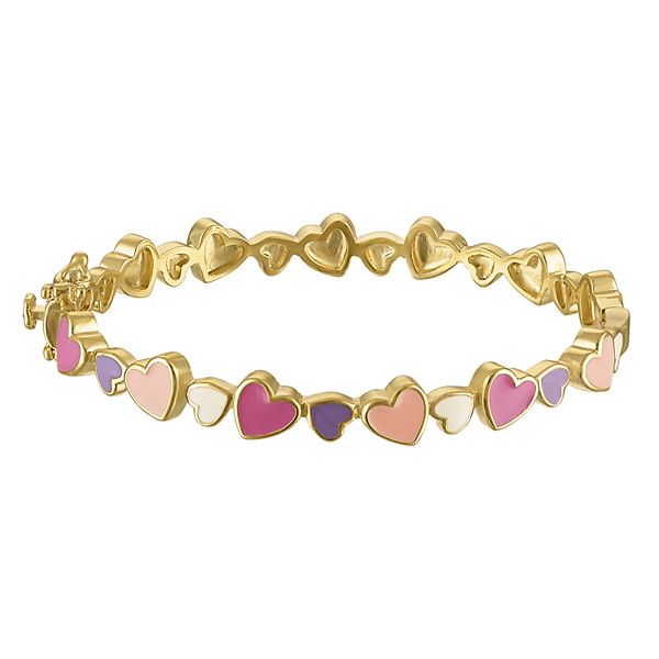 Junior Jewels Kids' 14k Gold Plated Enamel Heart Bangle Bracelet