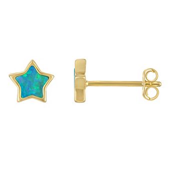 Junior Jewels Kids 14k Gold Over Silver Lab-Created Opal Star Earrings