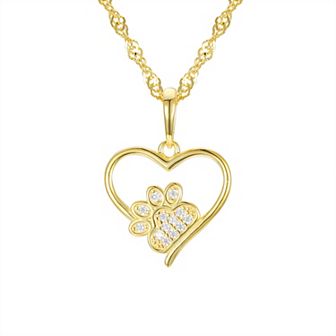 Junior Jewels 14k Gold Over Silver Dog Paw Pendant Necklace