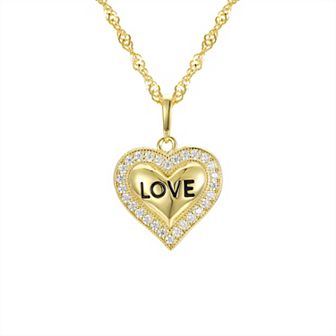 Junior Jewels Kids 14k Gold Over Silver Heart "Love" Pendant Necklace