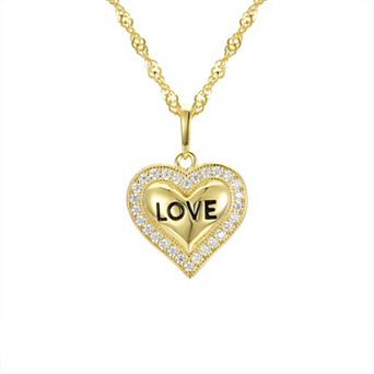 Junior Jewels Kids 14k Gold Over Silver Heart "Love" Pendant Necklace