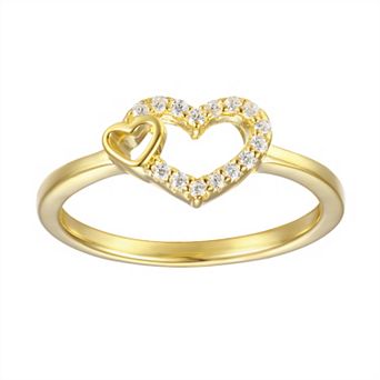 Junior Jewels Kids 14k Gold Over Silver Cubic Zirconia Heart Ring