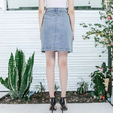Women's Button Up A-line Vintage Skirt