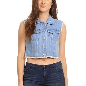 Women's Cotton Denim Cropped Vest