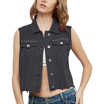 Women's Cotton Denim Cropped Vest
