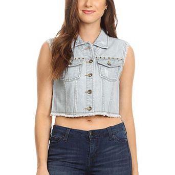 Women's Cotton Denim Cropped Vest