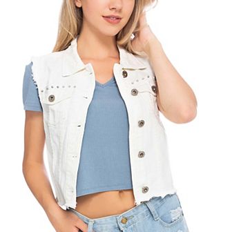 Women's Cotton Denim Cropped Vest