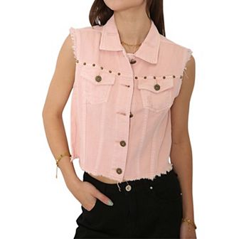 Women's Cotton Denim Cropped Vest