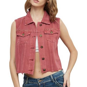 Women's Cotton Denim Cropped Vest