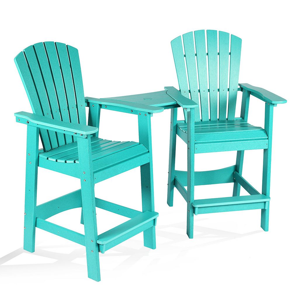 Giantex 52" Tall Adirondack Chair Set Of 2 – HDPE, Bar Height, Weather-Resistant, Black Wood Grain (330 Lb Capacity)