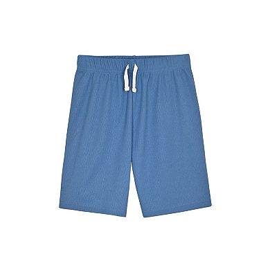 Sleep On It Boys 2-Piece Long-Sleeve Soft Textured Knit Pajama Top and Pajama Shorts Set