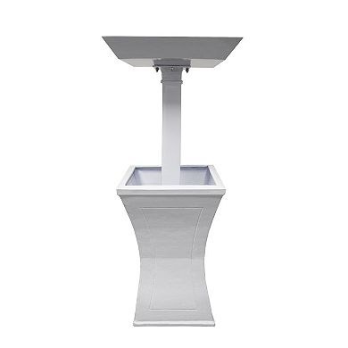 Modern Square Cast Aluminum Metal 40-in Bird Bath And Planter Vase Combo