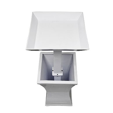 Modern Square Cast Aluminum Metal 40-in Bird Bath And Planter Vase Combo
