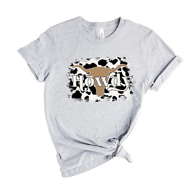 Howdy With Cow Print Short Sleeve Graphic Tee