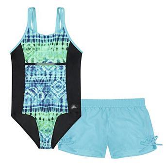 Girls 4-16 ZeroXposur Molecule Double Strap 1 pc with Shorts 2 pc Swim Set