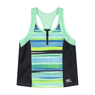 Girls 4-16 ZeroXposur Terrace Zip-Front Tankini Set with Shorts 3-Piece Swim Set