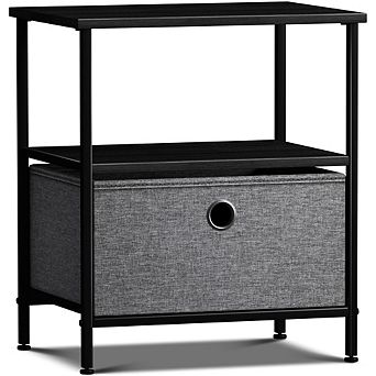 Sorbus 1 Drawer Nightstand - With Steel Frame, Wood Top, Handles, Fabric Bins