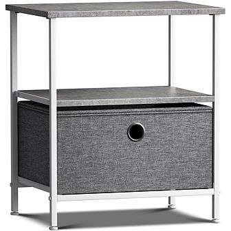 Sorbus 1 Drawer Nightstand - With Steel Frame, Wood Top, Handles, Fabric Bins
