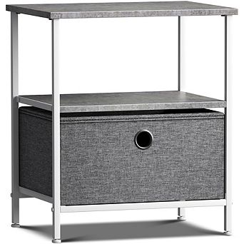 Sorbus 1 Drawer Nightstand - With Steel Frame, Wood Top, Handles, Fabric Bins