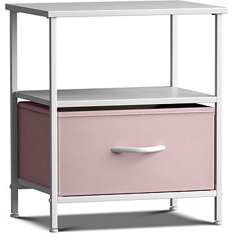 Sorbus 1 Drawer Nightstand - With Steel Frame, Wood Top, Handles, Fabric Bins