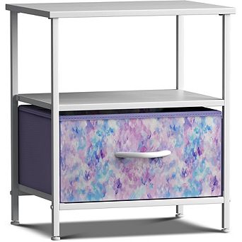 Sorbus 1 Drawer Nightstand - With Steel Frame, Wood Top, Handles, Fabric Bins